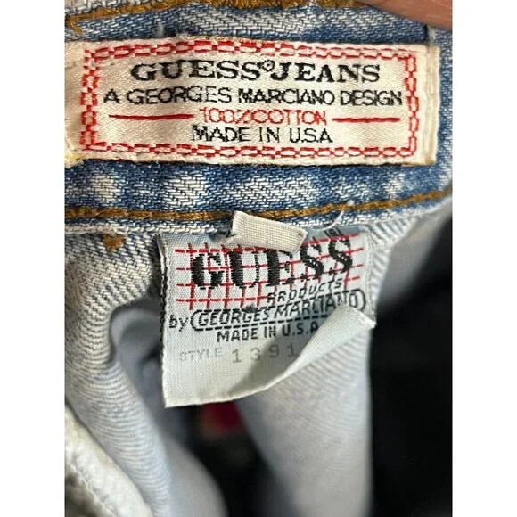 Vintage High Waisted Cuffed Denim 31 Blue Shorts 90s Mom Twee Cowgirl Western - Picture 9 of 15